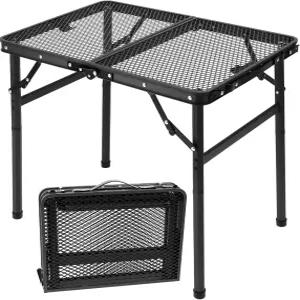 QWORK 작은 접이식 테이블 캠핑 및 야외 활동을 위한 휴대용 높이 조절이 가능한 컴팩트 알루미늄 피크닉