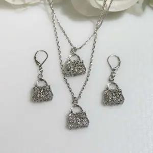 가방 레이어드 목걸이 귀걸이 주얼리 셋트 목걸이 귀걸이