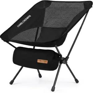 카멜 크라운 캠핑 의자 헤비 듀티 배낭형 - 휴대용 가방 포함 초경량 접이식 야외 잔디밭 하이킹 해변