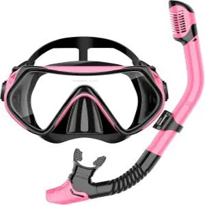 스노클링 장비 스노클 세트 스쿠버 다이빙 마스크 드라이탑 코 커버가 있는 수영 고글 HD 강화 유리 김서림