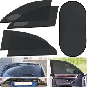 5팩 유니버설 자동차 창문 차양 세트 통기성 스트레치 메시 스크린은 열 차단 UV 버그로부터 캠핑