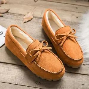 모카신 여성 3컬러 귀여운 겨울 리본 털로퍼 보온 털