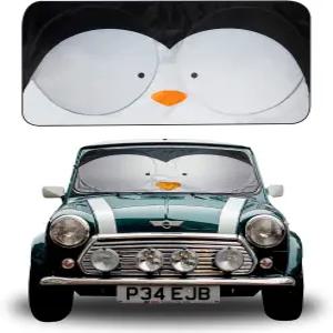 FH 그룹 윈드실드 선쉐이드 펭귄 프린트 반사 27 L x 58 W 소형 자동차 접이식