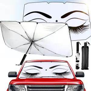 리아크럼 여성 속눈썹 자동차 앞유리 선섀도 우산 접이식 UV 광선 차량의 차가운 열 반사판을 유지하고