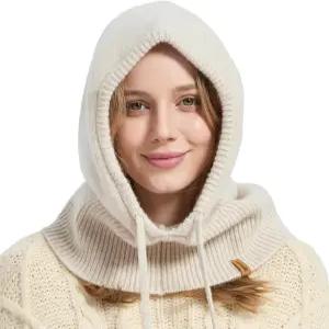 여성과 남성을 위한 ACUSHLA 100 메리노 울 발라클라바 겨울 따뜻한 니트 후드 스카프 모자와 세트 1종