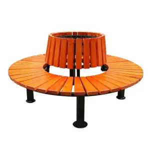 공원 둘레 원형 원목 라운드 등받이 벤치 야외 나무 광장 정원 의자 쉼터