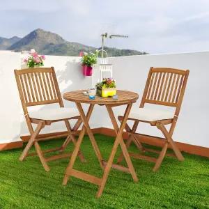 스포핏 야외 비스트로 테이블 및 의자 세트 2개 파티오 접이식 패딩 쿠션 포함 실내 풀사이드 가든 야드용