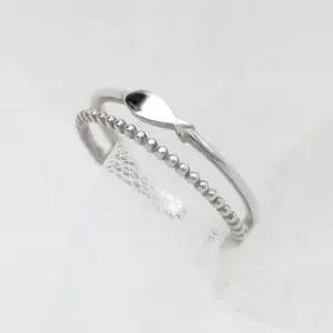 자녀반지 92.5 실버 물고기 더블 링 은 프리사이즈 반지