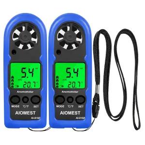 AIOMEST 디지털 풍속계 공기 유속 온도를 측정하는 미니 핸드헬드 HVAC 촬영 항해를 위한 최대/평균/전류