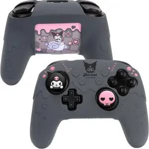 Kuitmor 스위치 프로 컨트롤러 스킨 세트 귀여운 소프트 실리콘 보호 커버 엄지 그립 캡 2개와 스티커