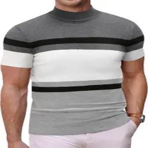 COOFANDY 남성 반팔 모의 터틀넥 스웨터