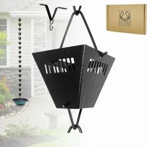 거터 빗물 캐처 및 다이버터를 위한 유닛 레인 체인 워터 컬렉션 야외 정원용 8.5피트 블랙 스퀘어 컵 루프