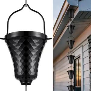 Tfro Cile 레인 체인 블랙 거터 다운스팟 캐처 아웃사이드 워터 다이버터 장식 정원 컵 차임 홈 데코 -