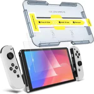 닌텐도 스위치 OLED 모델 2021 EZ 키트 자동 정렬 - 2팩과 호환되는 KCT 강화 유리 스크린 프로텍터