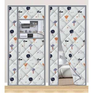 현관 바람막이 커튼 방풍 단열 보온 100X높이 패딩 230 중문 다이아몬드패턴실버그레이나무 창문 중간개방형