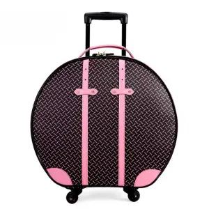 레트로 라운드 소프트캐리어 커피핑크 가죽 인테리어