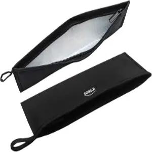 Aosbos 재사용 가능한 빨대 식기 파우치 - 스테인리스 스틸 젓가락 케이스 휴대용 여행 도구 세트 블랙