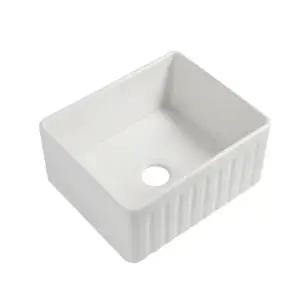 프리미엄 빈티지 주방 싱크볼 도자기 사각 인테리어 개수대 교체용 레트로 구리 수도꼭지 B