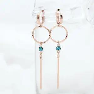 골드핀귀걸이 금침 오르넬라 로즈골드 원터치 스틱 드롭 귀걸이 14K