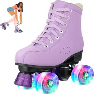 여성용 제시 롤러 스케이트 극세사 가죽 및 플래시 휠 초보자를 위한 야외 실내용