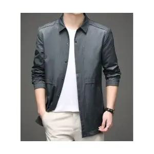 코아픽샵 남성용 하프 캐주얼 키작남 칼라 봄가을 트렌치 재킷 얇은 꾹3