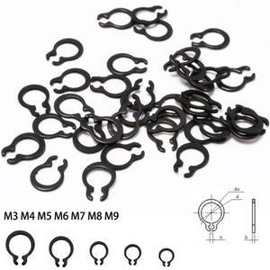 25pcs M3 M9 Circlip 세트 외부 고정 E 형 클립 스냅 링 구색 구멍 샤프트 칼라 와셔