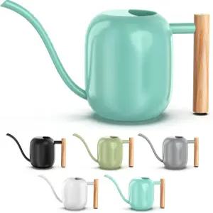 그린 문 워터 캔 실내 식물 민트 1.2L/41온스 금속 스테인리스 스틸 분재 야외 정원 꽃을 위한 긴