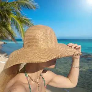 여성 비치 와이드캡 모자 바캉스 휴가 여행 피크닉 밀집모자