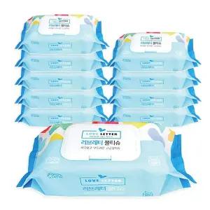 러브레터물티슈 80매 캡형 10개 대용량 아기 엠보싱 도톰한 두꺼운 유아