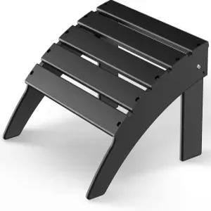 그린바인스 애디론댁-오토만 HDPE 플라스틱 야외 발 받침대 전천후 의자 검은색 파티오 뒷마당 수영장