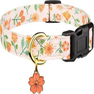 코튼 수제 개 목걸이 귀엽고 독특한 패턴의 핑크 해바라기와 소녀 소년 S용 펜던트