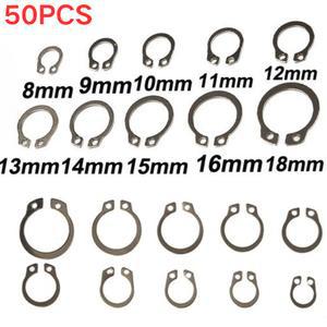 50PCS Circlip 세트 외부/내부 고정 C 형 Cir 클립 스냅 링 구멍 샤프트 칼라 와셔 스테인레스 스틸