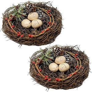 2PCS 인조 크리스마스 둥지 라탄 가짜 장식용 데코레이션 장식 트리