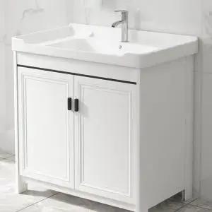 바닥형 세면대 하부장 건식 수납 화장실 욕실 세면기 수건장