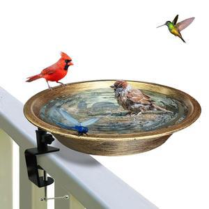 WANGIRO 데크 장착 야외 가든 가능한 앤티크 파티오 브론즈 외부용 장식용 모이통 잔디 목욕통 분리 베란다스 클램프 튼튼한 11 4인치