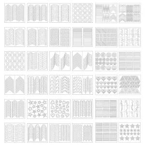 eBoot 1275 49 디자인 네일 아트 스텐실 프렌치 팁 가이드 스티커 폼 프린지 비닐 36장