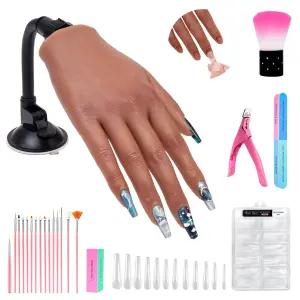 유연한 손가락 네일 아트 트레이닝을 위한 현실적인 실리콘 마네킹 핸드 모델 젤 폴리시 및 매니큐어