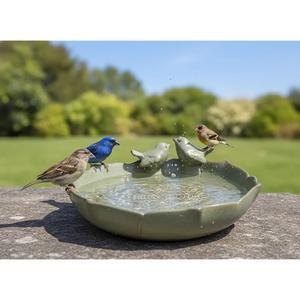 대형 세라믹 발코니 조류 10인치 목욕 수제 정원 테이블탑 야생동물 그릇 목욕 바닥 야외용 물그릇 얕은 잔디밭 전용 그릇