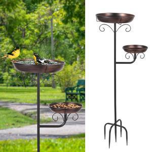 ONTALA 42인치 달린 장식용 야외용 탈착식 튼튼한 조류욕조 외부 금속 5개의 독립형 정원 대형 말뚝이