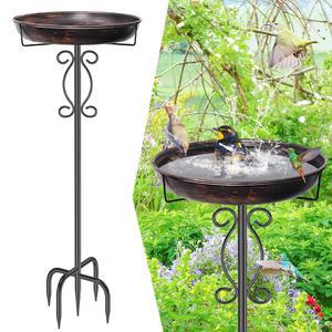 야외용 JSYONII 파티오 배스 빈티지 높이의 베이스가 잔디 있는 브론즈 정원 40인치 메탈 튼튼한 버드 배스 야드 버드피더 빈티지 야외 5가지 프리스탠딩 장식용