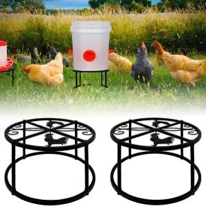 닭 모이통용 2Pcs 금속 스탠드 다리 4개가 녹슬지 않는 튼튼한 홀더 원형 지지 랙 실내 야외용