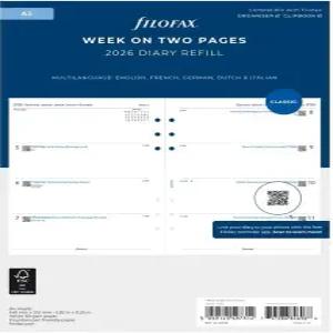 필로팍스 캘린더 다이어리 리필 A5 사이즈 노트 섹션이 주간 보기 백서 규칙 없음 다국어 5개 언어 2026년