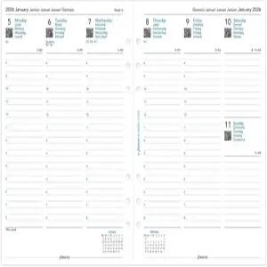 필로팍스 캘린더 다이어리 리필 A5 사이즈 예약 시 주간 보기 백서 다국어 5개 언어 2026년 (C6854-26년)