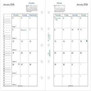 필로팍스 캘린더 다이어리 리필 미니 사이즈 월간 보기 백서 영문 2026년 (C680-26)