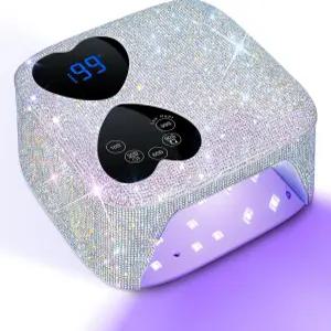 UV LED 네일 램프 무선 젤 네일용 HUITINE 80W 충전식 라이트 5 타이머 및 미러 베이스가 있는 전문