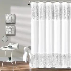 러쉬 데코 쉬머 퀸즈 샤워 커튼 싱글 70인치 W x 72인치 L 실버 - 욕실용 모던 글램 욕실