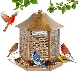 야외용 모이통 정원 용량의 이지 않는 모이통 야생 발코니 장식용 청동 금속 녹슬지 필링 3LB 빈티지