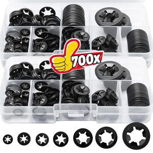 내부 톱니형 스타락 와셔 7가지 푸시온 너트 고정 클립 하드웨어 패스너 모음 키트