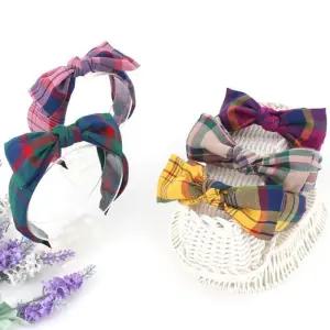 캘리체크 반다나 리본 헤어밴드_주니어,성