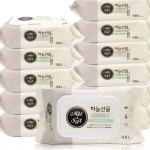 하늘선물 물티슈 캡형 100매 12개